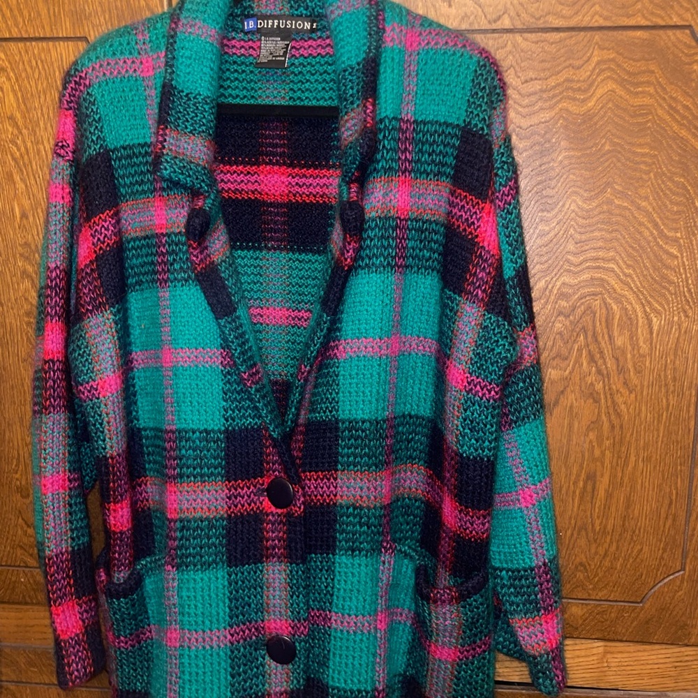 Diffusion Plaid Cardigan - Picture 2 of 6